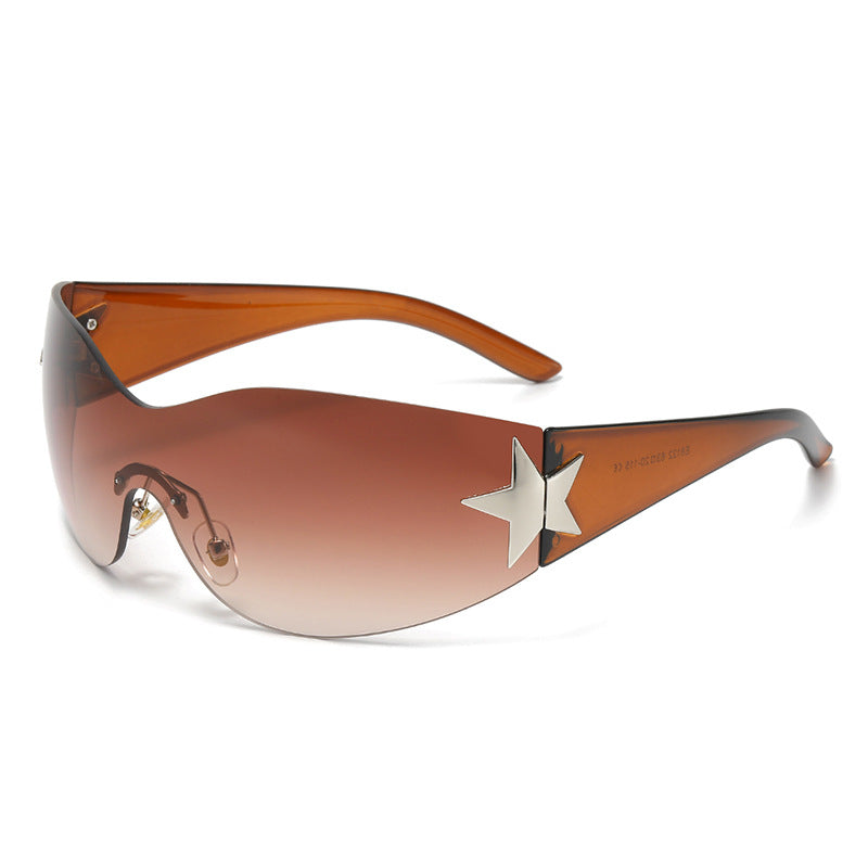 Wholesale PC Y2K Frameless Integrated Five Pointed Star Decorative Sunglasses